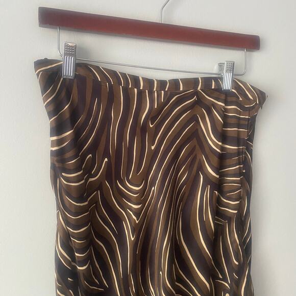 J. McLaughlin Louisa May Skirt Zambria Bias Black Brown Midi Size 8 - Picture 5 of 7